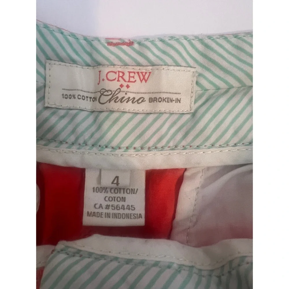 J.Crew Broken-In Chino Shorts Womens 4 Coral Orange Cotton 4 Inch Inseam Casual